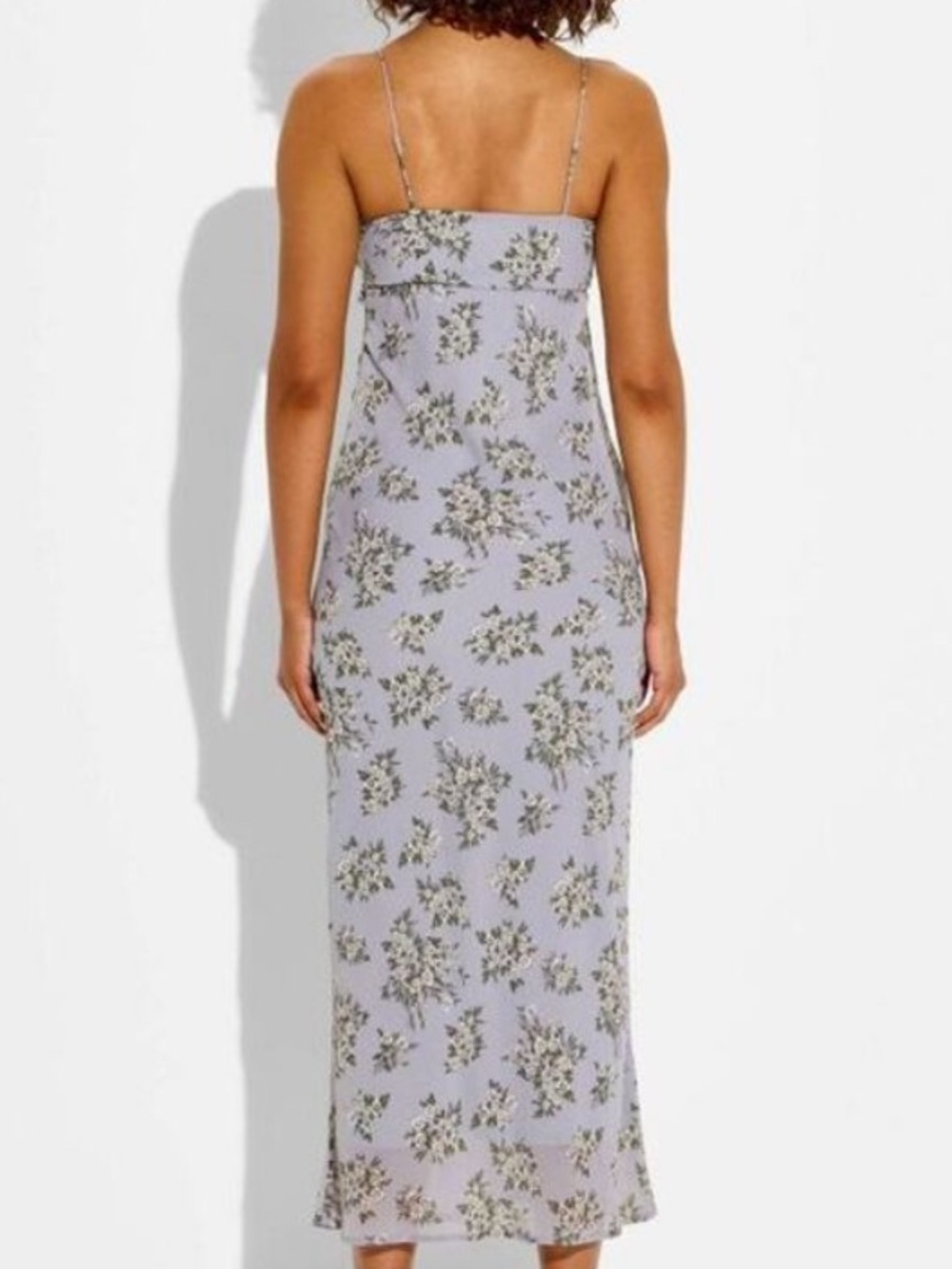 Gray Floral Chiffon Sleeveless Maxi Empire Waist Dress - Wild Fable- NWT - Picture 3 of 7